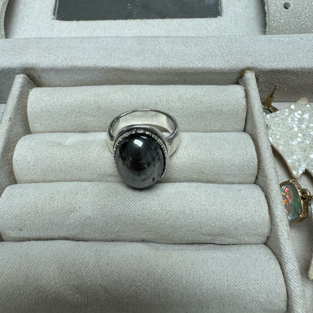 Silver Ring with Black Stone